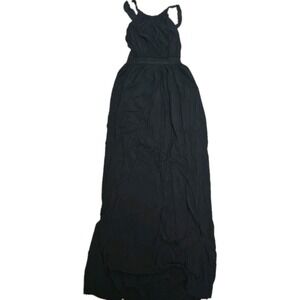 Theory Sleeveless‎ Maxi Dress 2 Black Strappy Open Back Silk
